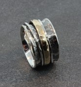 David Tishbi Oxidized Gold 3 Spinner Ring