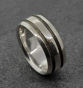 David Heston Men's 2 Groove Ring